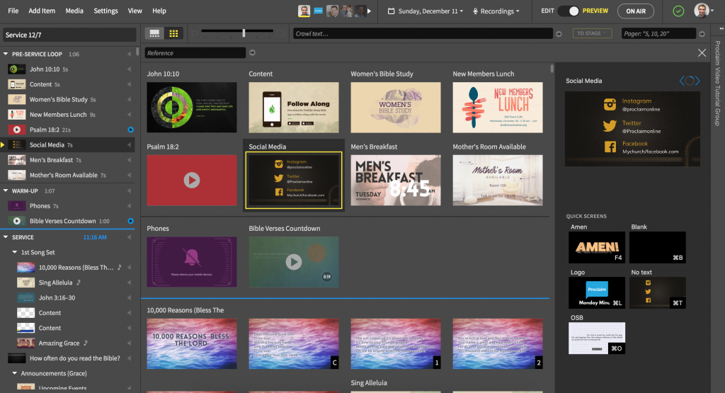 Proclaim Main Interface